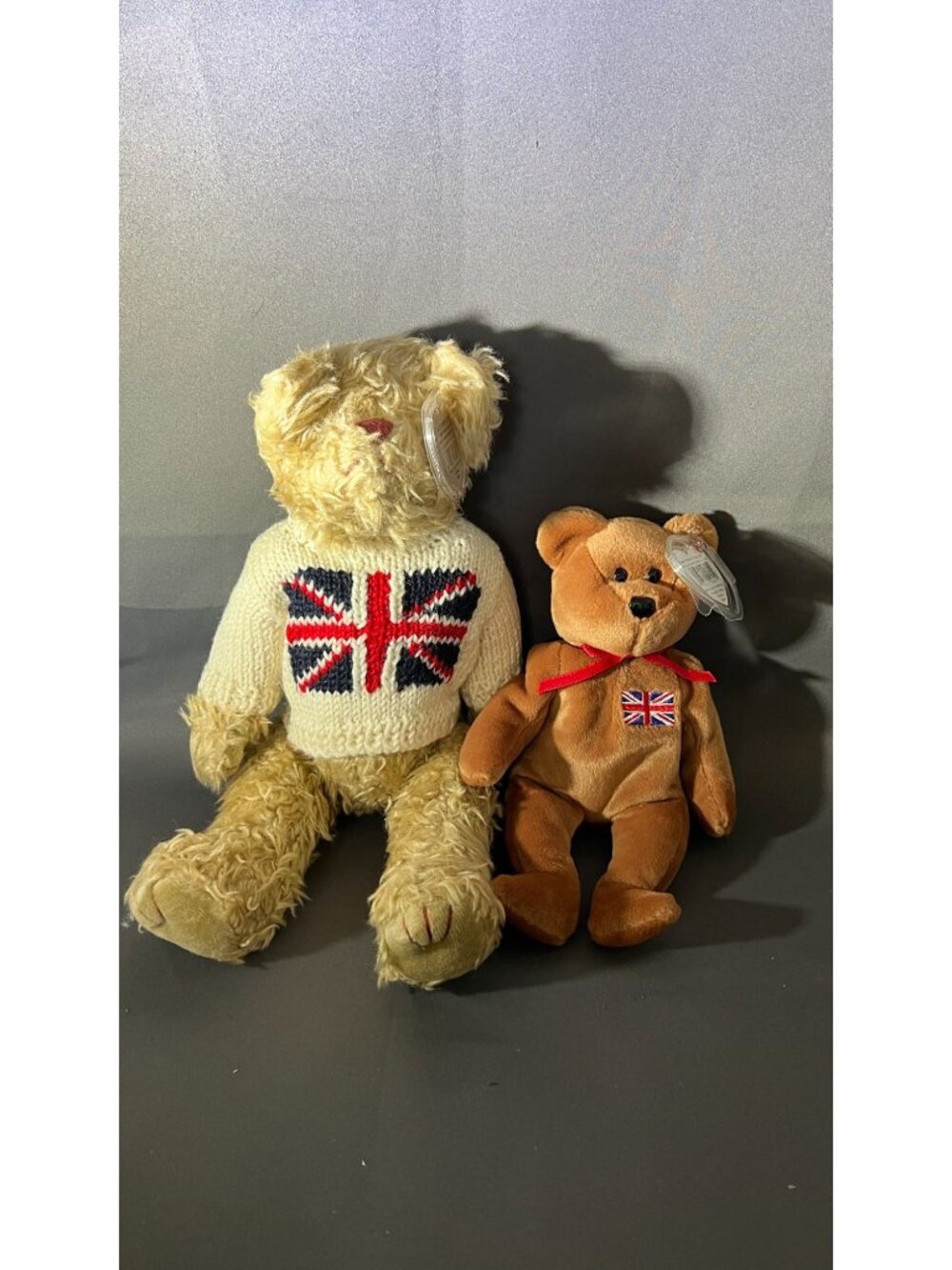 Union Jack Teddy Bear Pair With Knitted Sweater & Plush Design, British Pack